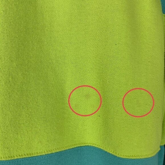 Vtg 90s Crewneck Sweatshirt Mens Large Lime Turquoise Color Block Stripe Mervyns - Picture 6 of 7